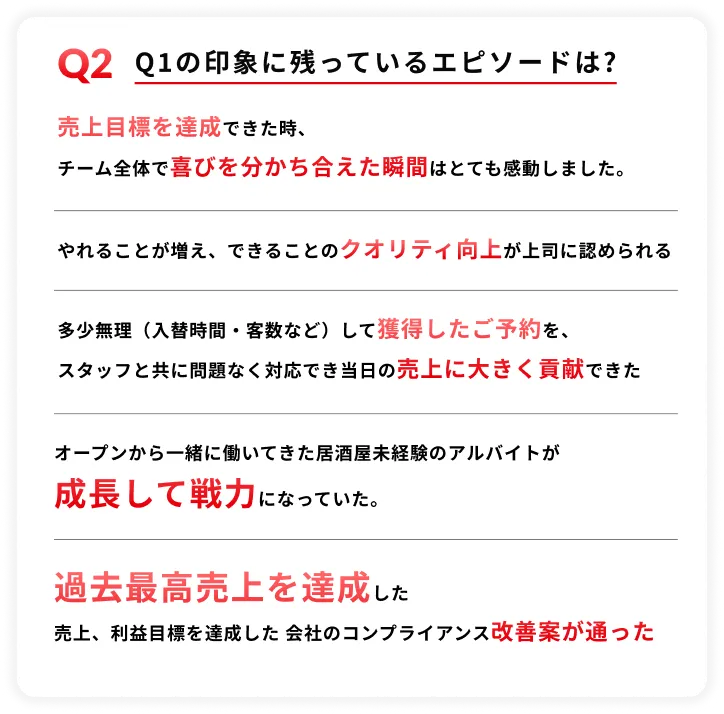 Q2 印象に残っているエピソードは？